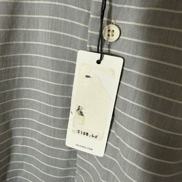 NWT AG Adriano Goldschmied Standard Fit Long Sleeve Button Up Shirt M Gray $158 - Picture 4 of 10